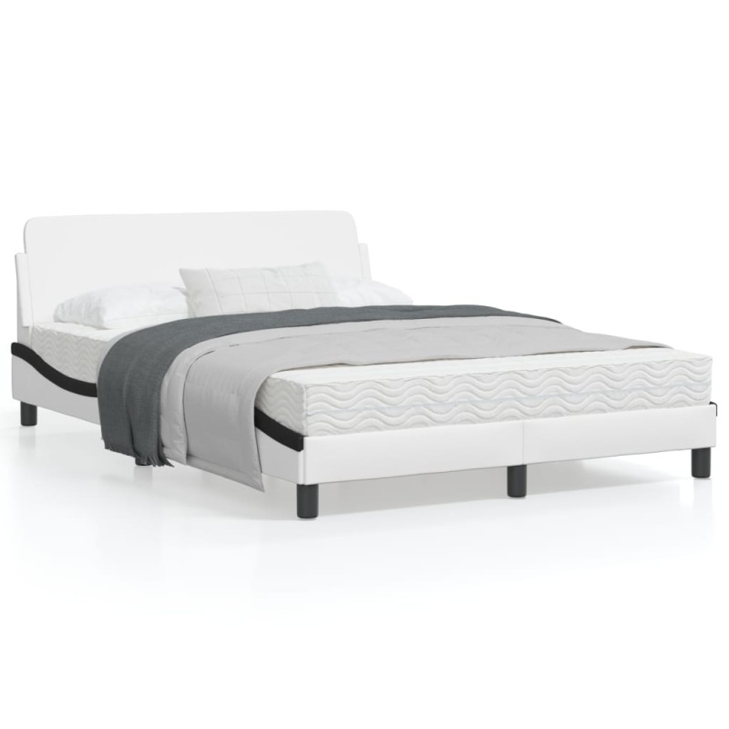 vidaXL Estructura de cama con cabecero cuero sintético blanco y negro vidaXL Estructura de cama con cabecero cuero sintético blanco y negro