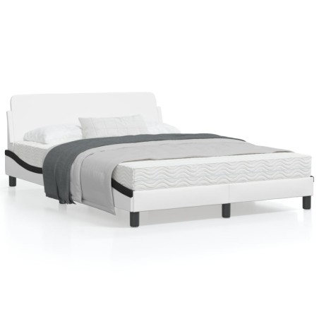 vidaXL Estructura de cama con cabecero cuero sintético blanco y negro