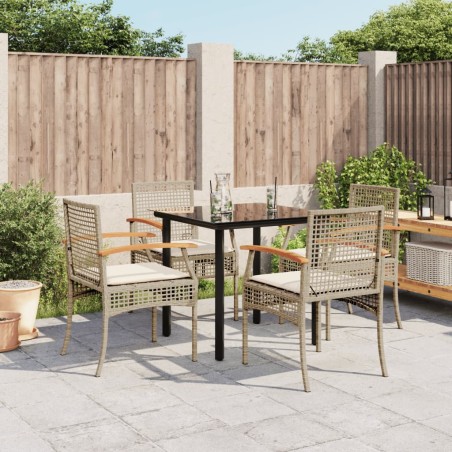 vidaXL Set comedor de jardín 5 pzas con cojines ratán sintético beige