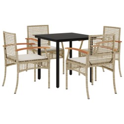 vidaXL Set comedor de jardín 5 pzas con cojines ratán sintético beige