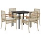 vidaXL Set comedor de jardín 5 pzas con cojines ratán sintético beige vidaXL Set comedor de jardín 5 pzas con cojines ratán sintético beige