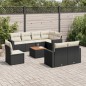 vidaXL Set de sofás de jardín 8 piezas y cojines ratán sintético negro vidaXL Set de sofás de jardín 8 piezas y cojines ratán sintético negro