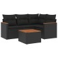 vidaXL Set de muebles de jardín 5 pzas y cojines ratán sintético negro vidaXL Set de muebles de jardín 5 pzas y cojines ratán sintético negro