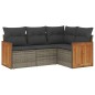 vidaXL Set de sofás de jardín 4 pzas y cojines ratán sintético gris vidaXL Set de sofás de jardín 4 pzas y cojines ratán sintético gris