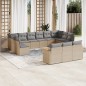vidaXL Juego de sofás jardín con cojines beige mezcla 13 pzas ratán PE vidaXL Juego de sofás jardín con cojines beige mezcla 13 pzas ratán PE