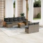 vidaXL Set de sofás de jardín 10 pzas con cojines ratán sintético gris vidaXL Set de sofás de jardín 10 pzas con cojines ratán sintético gris