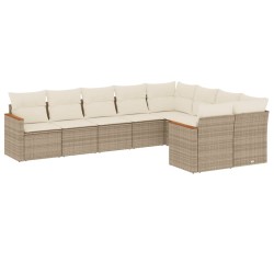 vidaXL Set de sofás de jardín 9 pzas con cojines ratán sintético beige