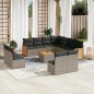 vidaXL Set de sofás de jardín 12 pzas con cojines ratán sintético gris vidaXL Set de sofás de jardín 12 pzas con cojines ratán sintético gris