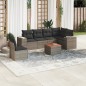 vidaXL Set de sofás de jardín 7 piezas con cojines ratán PE gris vidaXL Set de sofás de jardín 7 piezas con cojines ratán PE gris