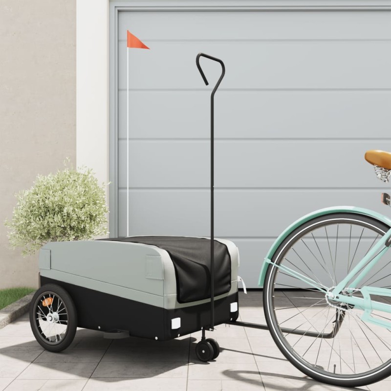 vidaXL Remolque para bicicleta hierro negro y gris 45 kg vidaXL Remolque para bicicleta hierro negro y gris 45 kg