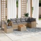 vidaXL Juego de sofás jardín con cojines beige mezcla 7 pzas ratán PE vidaXL Juego de sofás jardín con cojines beige mezcla 7 pzas ratán PE