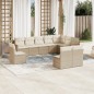 vidaXL Juego de sofás jardín con cojines beige 10 pzas ratán sintético