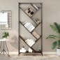 vidaXL Estantería madera ingeniería y metal roble ahumado 79x30x180 cm vidaXL Estantería madera ingeniería y metal roble ahumado 79x30x180 cm