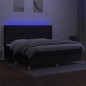 vidaXL Cama box spring colchón y luces LED tela negro 200x200 cm vidaXL Cama box spring colchón y luces LED tela negro 200x200 cm