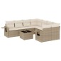vidaXL Set de sofás de jardín 9 pzas con cojines ratán sintético beige vidaXL Set de sofás de jardín 9 pzas con cojines ratán sintético beige