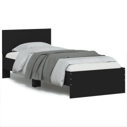 vidaXL Estructura de cama con cabecero y luces LED negro 75x190 cm