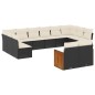 vidaXL Set de sofás de jardín 12 piezas cojines ratán sintético negro vidaXL Set de sofás de jardín 12 piezas cojines ratán sintético negro