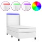 vidaXL Cama box spring y colchón LED cuero sintético blanco 90x200 cm vidaXL Cama box spring y colchón LED cuero sintético blanco 90x200 cm
