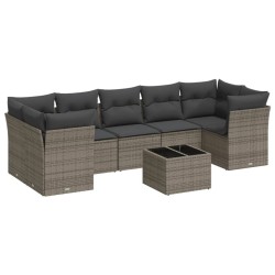 vidaXL Set de sofás de jardín 8 pzas y cojines ratán sintético gris