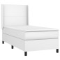 vidaXL Cama box spring y colchón LED cuero sintético blanco 90x200 cm vidaXL Cama box spring y colchón LED cuero sintético blanco 90x200 cm