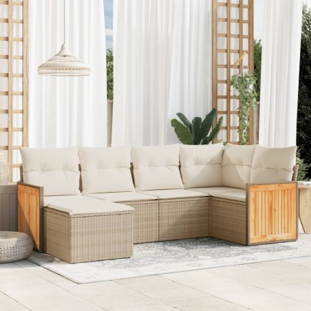 vidaXL Juego de sofás jardín con cojines 6 pzas ratán sintético beige