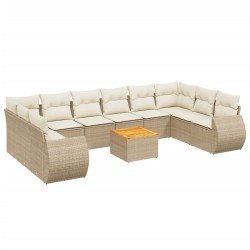 vidaXL Set de sofás de jardín 11pzas con cojines ratán sintético beige