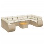 vidaXL Set de sofás de jardín 11pzas con cojines ratán sintético beige vidaXL Set de sofás de jardín 11pzas con cojines ratán sintético beige