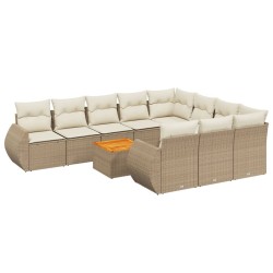 vidaXL Set de sofás de jardín 11pzas con cojines ratán sintético beige