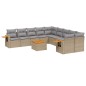 vidaXL Set de sofás de jardín 11pzas con cojines ratán sintético beige vidaXL Set de sofás de jardín 11pzas con cojines ratán sintético beige