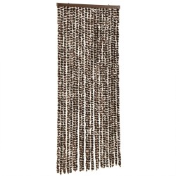 vidaXL Cortina antimoscas chenilla marrón y blanco 100x230 cm