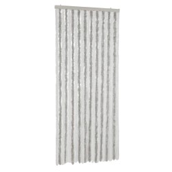 vidaXL Cortina antimoscas chenilla gris claro y blanco 90x220 cm