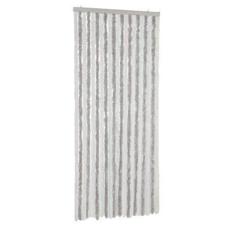 vidaXL Cortina antimoscas chenilla gris claro y blanco 100x220 cm