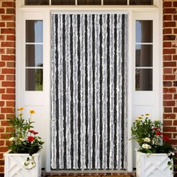 vidaXL Cortina antimoscas chenilla gris y negro 90x220 cm