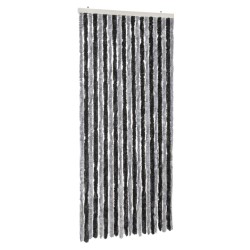 vidaXL Cortina antimoscas chenilla gris y negro 90x220 cm