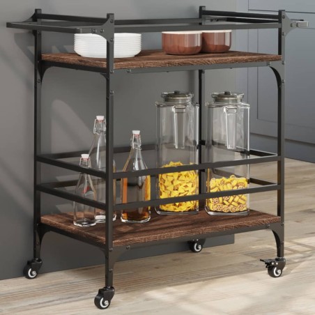 vidaXL Carrito de cocina madera ingeniería marrón roble 82x40x78,5 cm