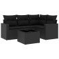 vidaXL Set de muebles de jardín 5 pzas y cojines ratán sintético negro vidaXL Set de muebles de jardín 5 pzas y cojines ratán sintético negro