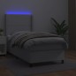vidaXL Cama box spring y colchón LED cuero sintético blanco 90x190 cm vidaXL Cama box spring y colchón LED cuero sintético blanco 90x190 cm