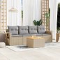 vidaXL Juego de sofás jardín con cojines 5 pzas ratán sintético beige vidaXL Juego de sofás jardín con cojines 5 pzas ratán sintético beige