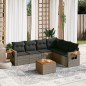 vidaXL Set de sofás de jardín 7 piezas con cojines ratán PE gris vidaXL Set de sofás de jardín 7 piezas con cojines ratán PE gris