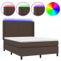 vidaXL Cama box spring colchón y LED cuero sintético marrón 140x200 cm vidaXL Cama box spring colchón y LED cuero sintético marrón 140x200 cm