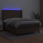 vidaXL Cama box spring colchón y LED cuero sintético marrón 140x200 cm vidaXL Cama box spring colchón y LED cuero sintético marrón 140x200 cm