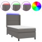 vidaXL Cama box spring colchón y LED cuero sintético gris 100x200 cm vidaXL Cama box spring colchón y LED cuero sintético gris 100x200 cm