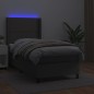 vidaXL Cama box spring colchón y LED cuero sintético gris 100x200 cm vidaXL Cama box spring colchón y LED cuero sintético gris 100x200 cm