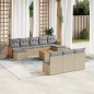 vidaXL Set de sofás de jardín 11pzas con cojines ratán sintético beige vidaXL Set de sofás de jardín 11pzas con cojines ratán sintético beige