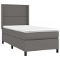 vidaXL Cama box spring colchón y LED cuero sintético gris 100x200 cm vidaXL Cama box spring colchón y LED cuero sintético gris 100x200 cm