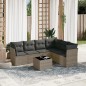 vidaXL Set de sofás de jardín 7 piezas con cojines ratán PE gris vidaXL Set de sofás de jardín 7 piezas con cojines ratán PE gris