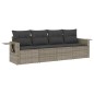 vidaXL Set de sofás de jardín 4 pzas y cojines ratán sintético gris vidaXL Set de sofás de jardín 4 pzas y cojines ratán sintético gris