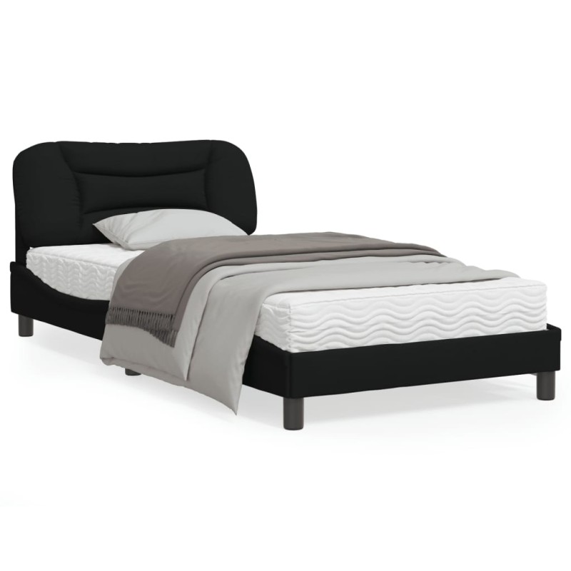 vidaXL Estructura de cama con cabecero de tela negro 100x200 cm vidaXL Estructura de cama con cabecero de tela negro 100x200 cm