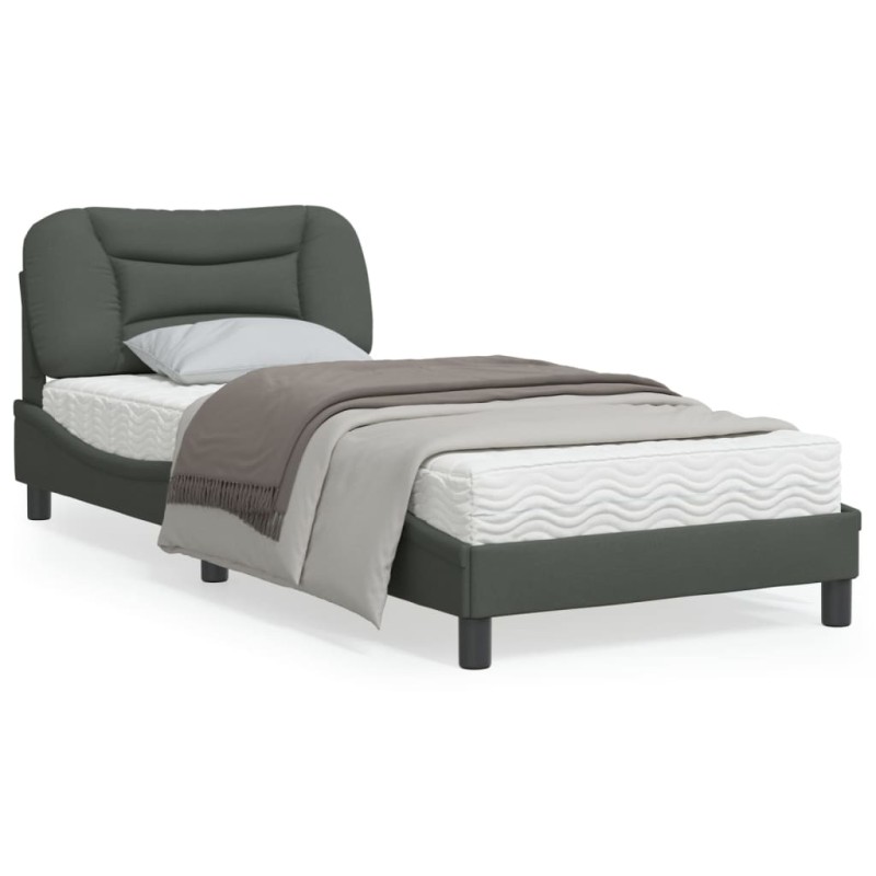 vidaXL Estructura de cama con cabecero de tela gris oscuro 90x200 cm vidaXL Estructura de cama con cabecero de tela gris oscuro 90x200 cm