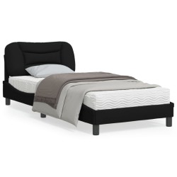 vidaXL Estructura de cama con cabecero de tela negro 90x190 cm